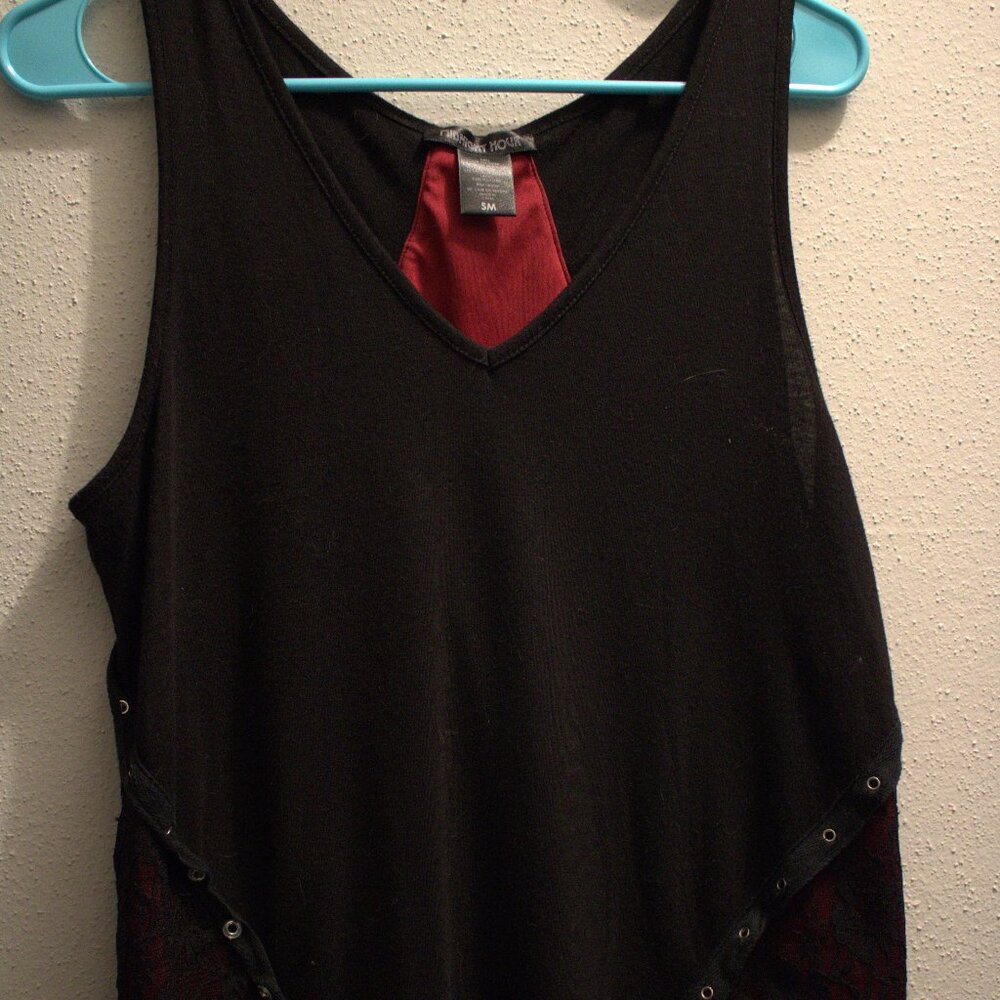 Midnight Hour Black and Red Gothic Tank with Lace